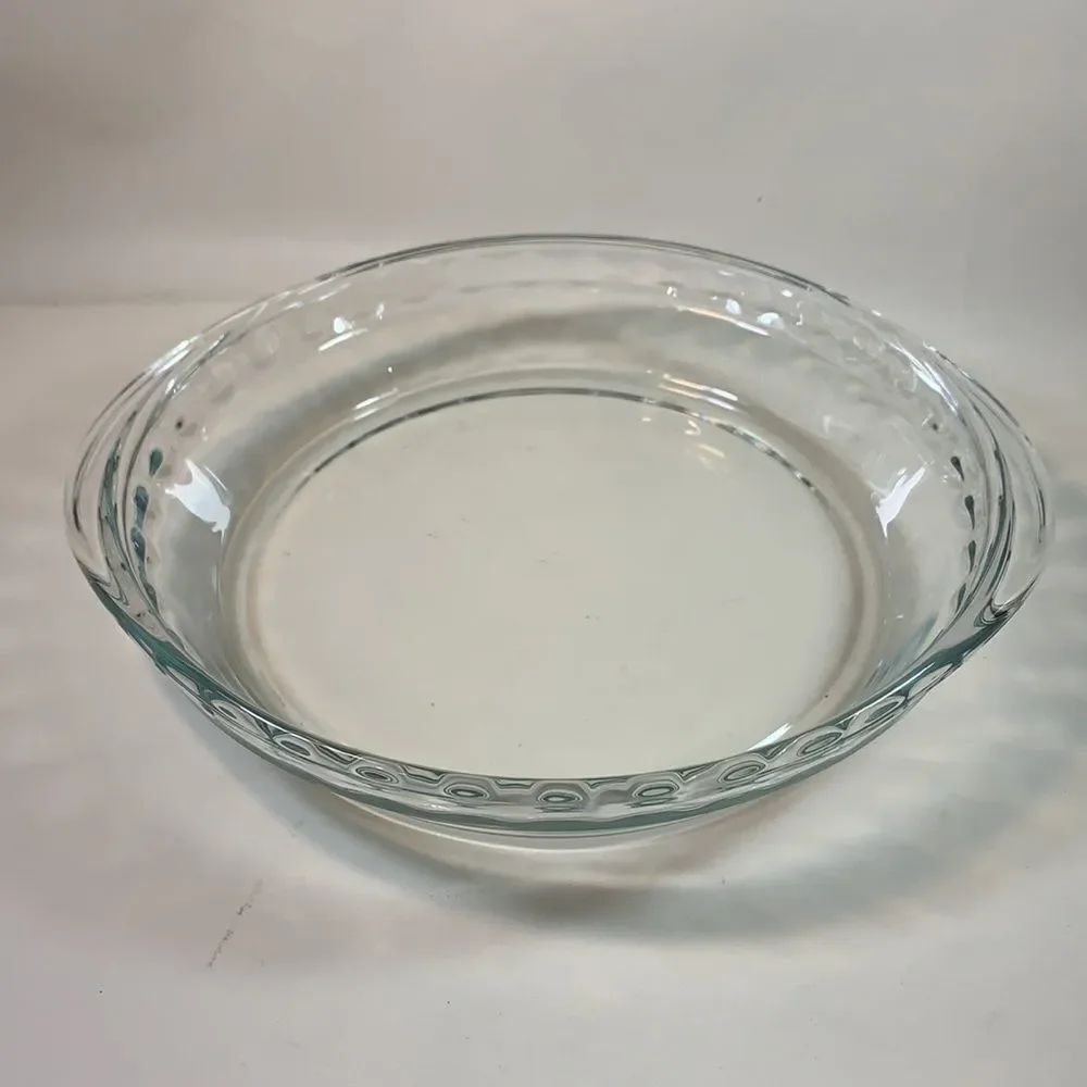 9 1/2 Inches Glass Pie Plate Fluted 2 Handles Mexico Heavy Durable Baking Home - Picture 2 of 7